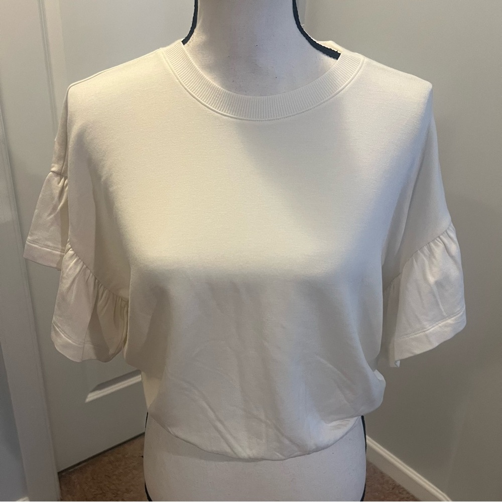 Express White Puff Sleeve Crop Tee